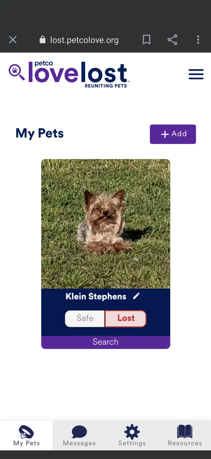 Lost dog in Lafayette, LA, 70503