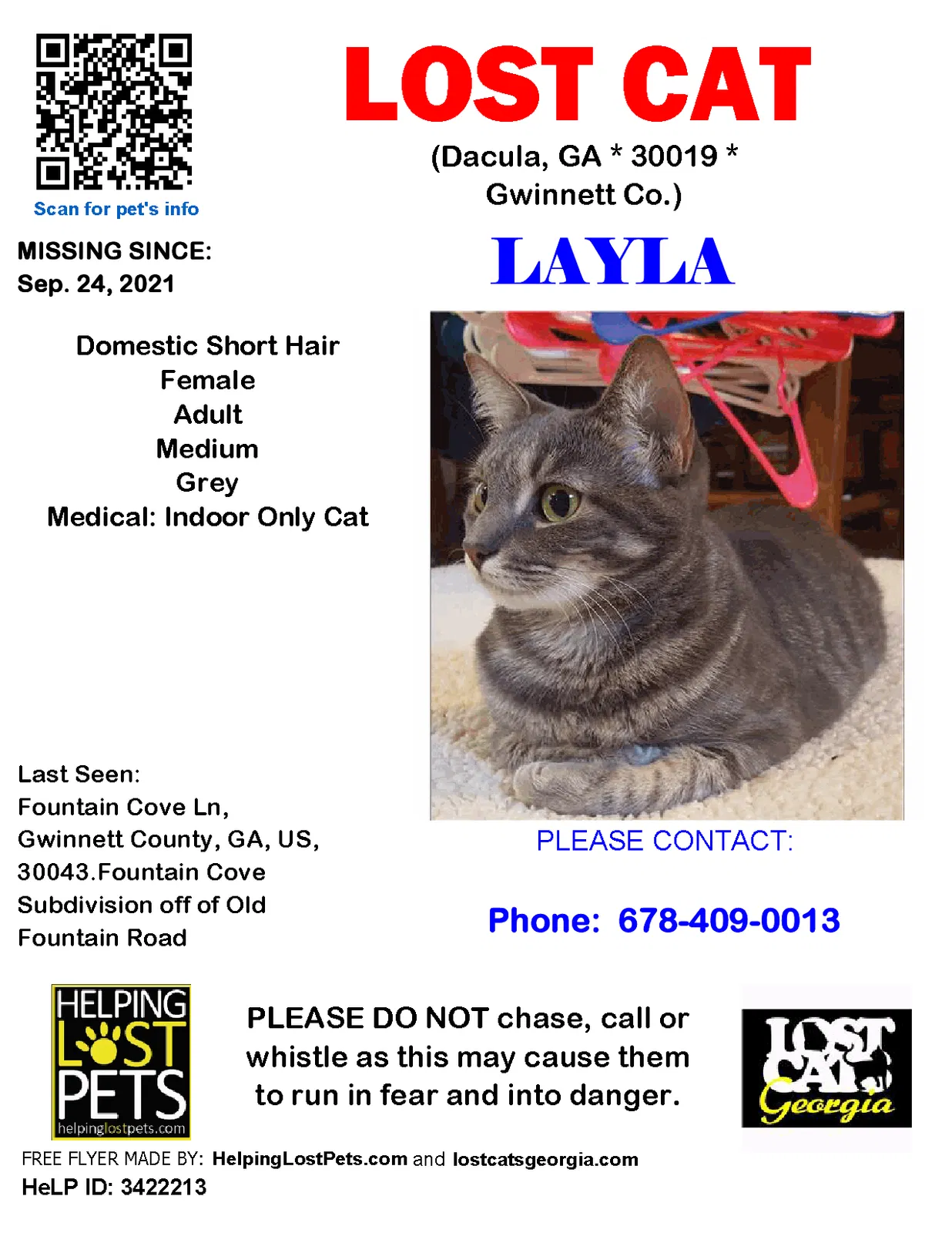 Lost cat in Lawrenceville, GA, 30043