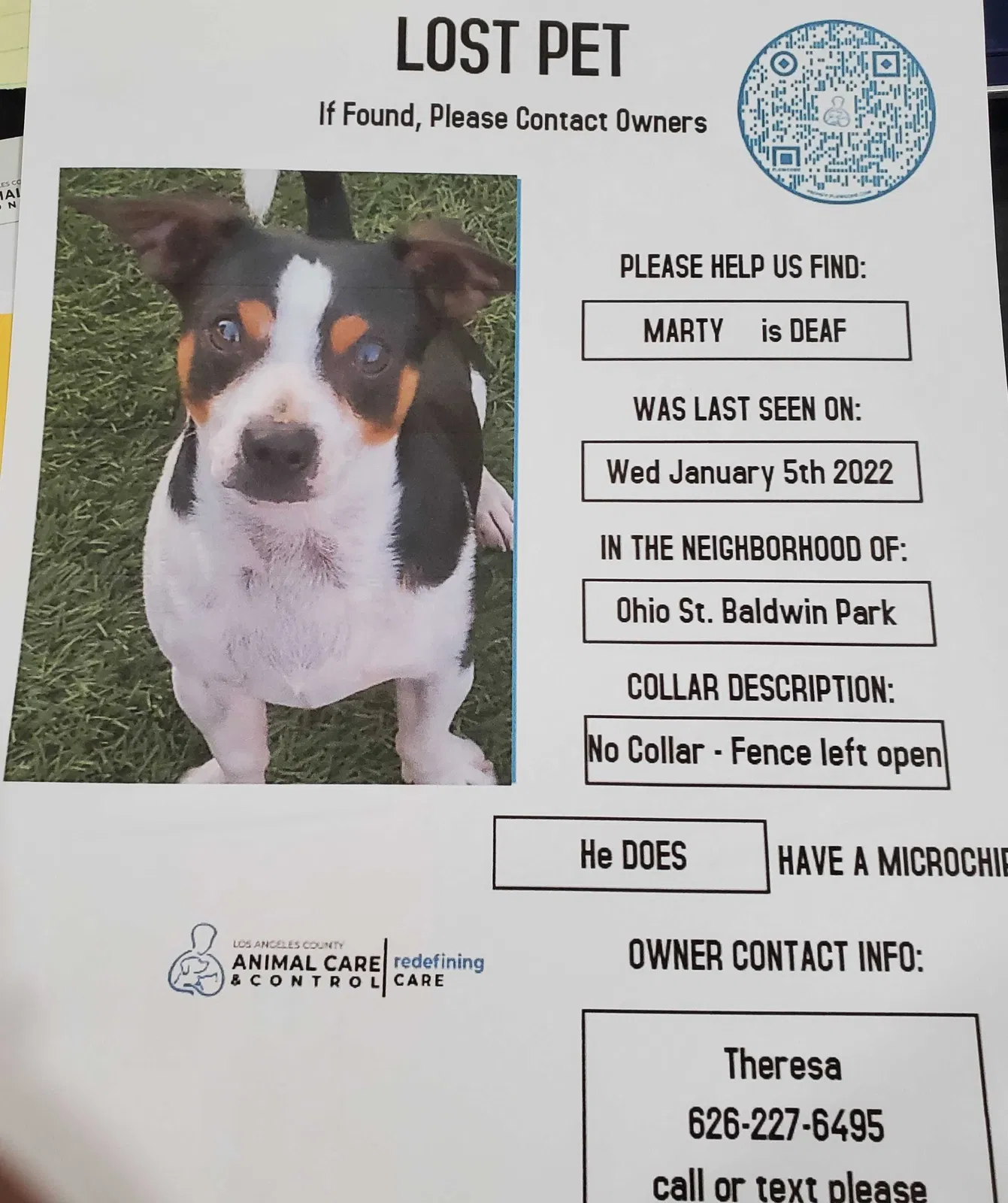Lost dog in Baldwin Park, CA, 91706