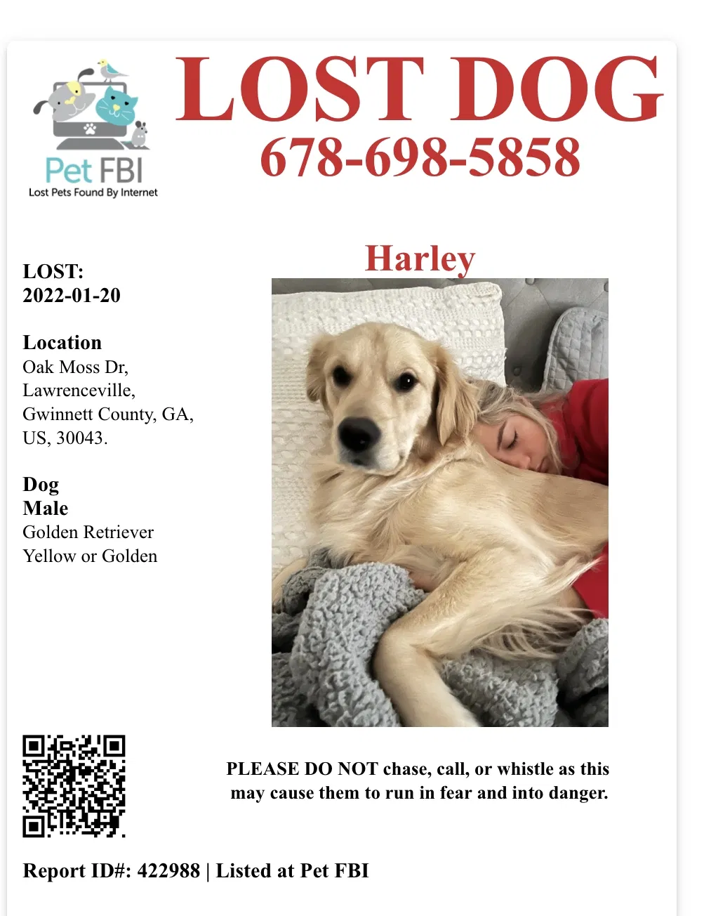 Lost dog in Lawrenceville, GA, 30043
