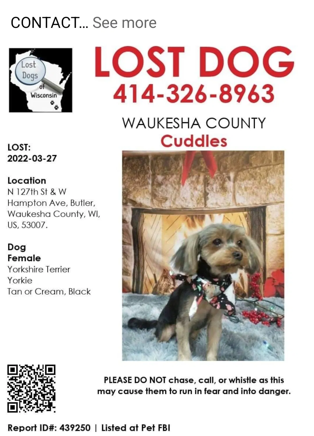 Lost dog in Butler, WI, 53007
