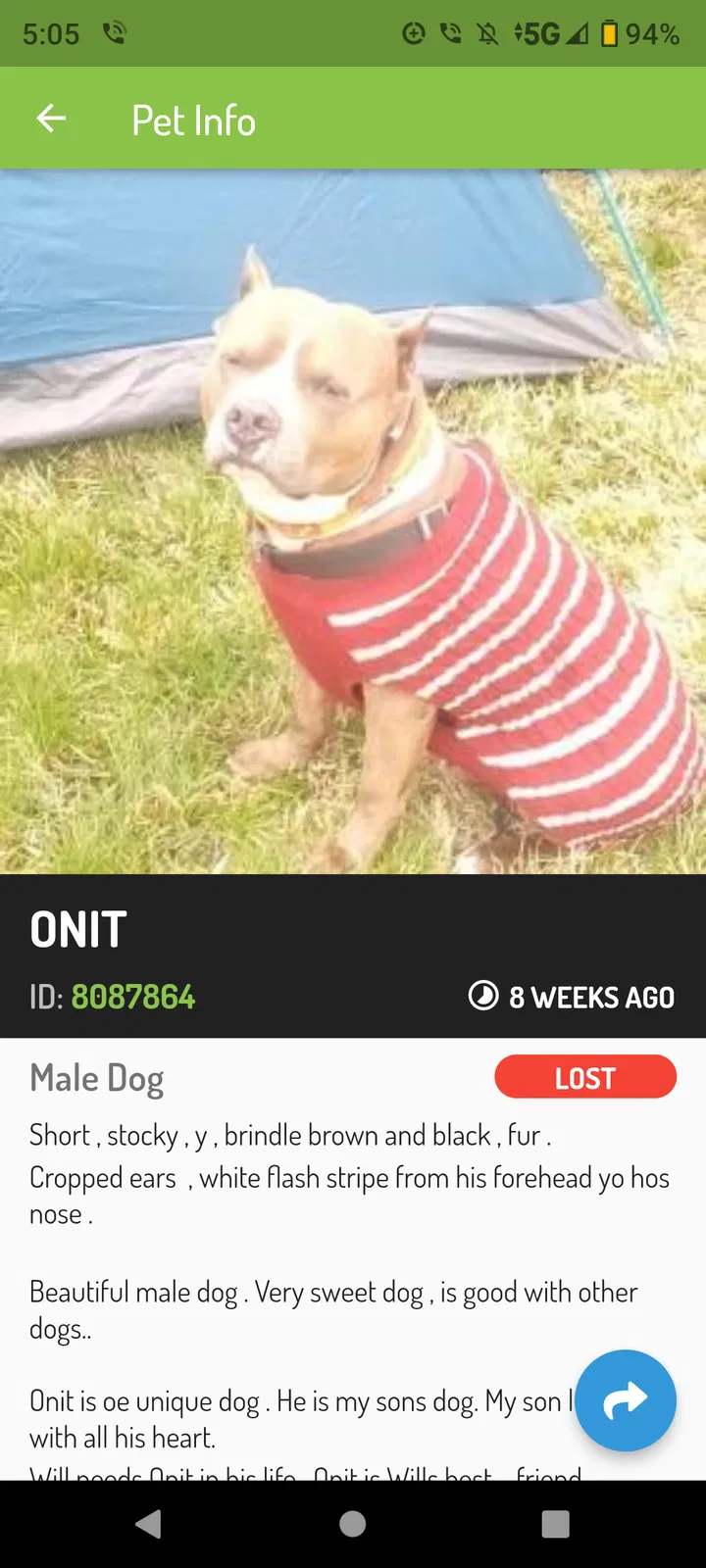 Lost dog in Independence, MO, 64050