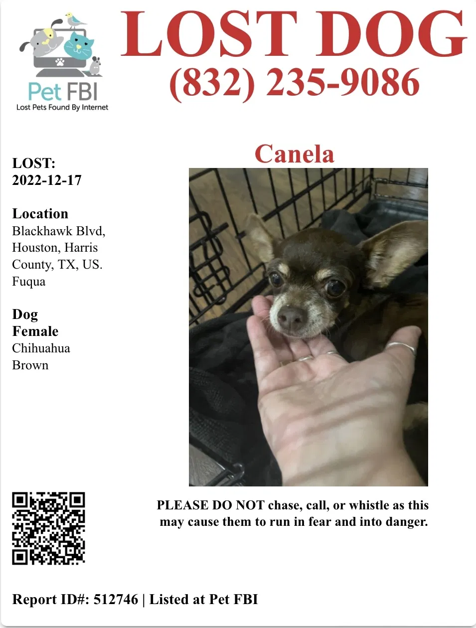 Lost dog in Houston, TX, 77075