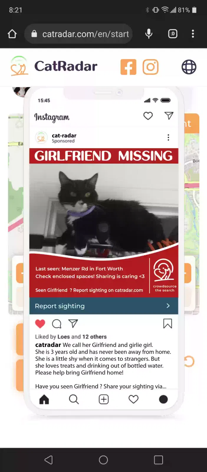 Lost cat in Fort Worth, TX, 76103