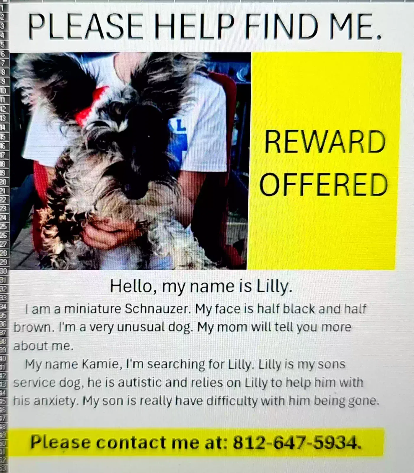 Lost dog in Unknown, IN, 47717