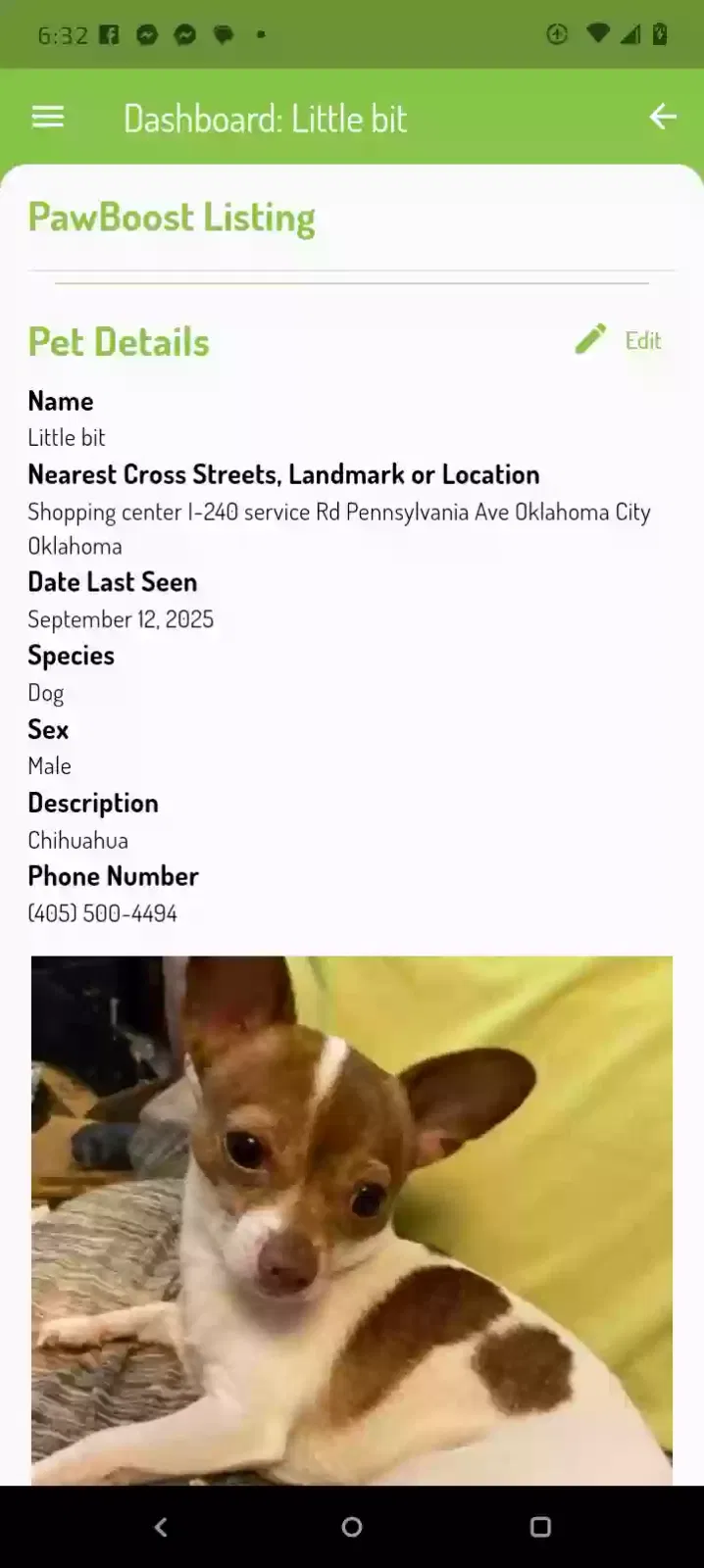 Lost dog in Oklahoma City, OK, 73129