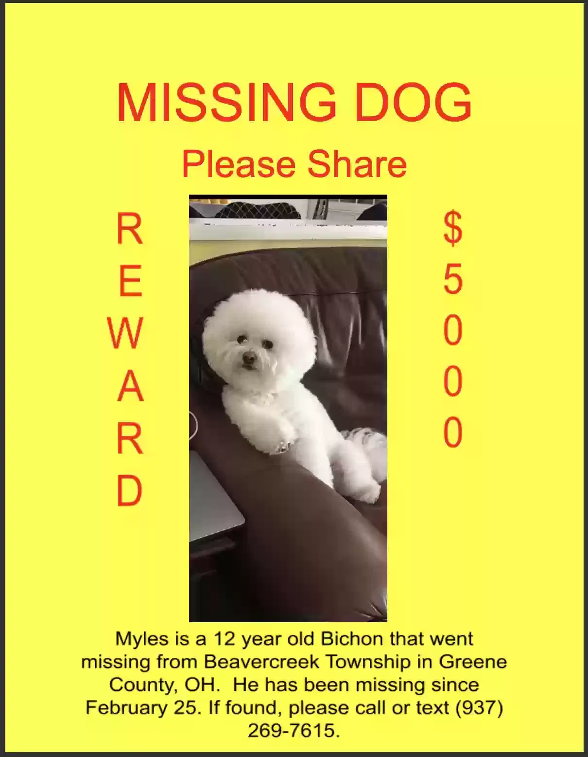 Lost dog in Xenia, OH, 45385