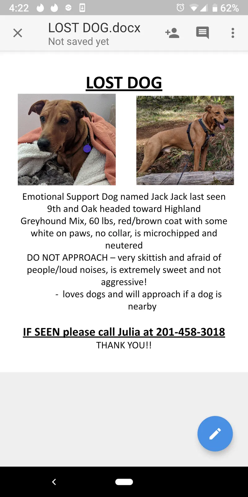 Lost dog in Corvallis, OR, 97330
