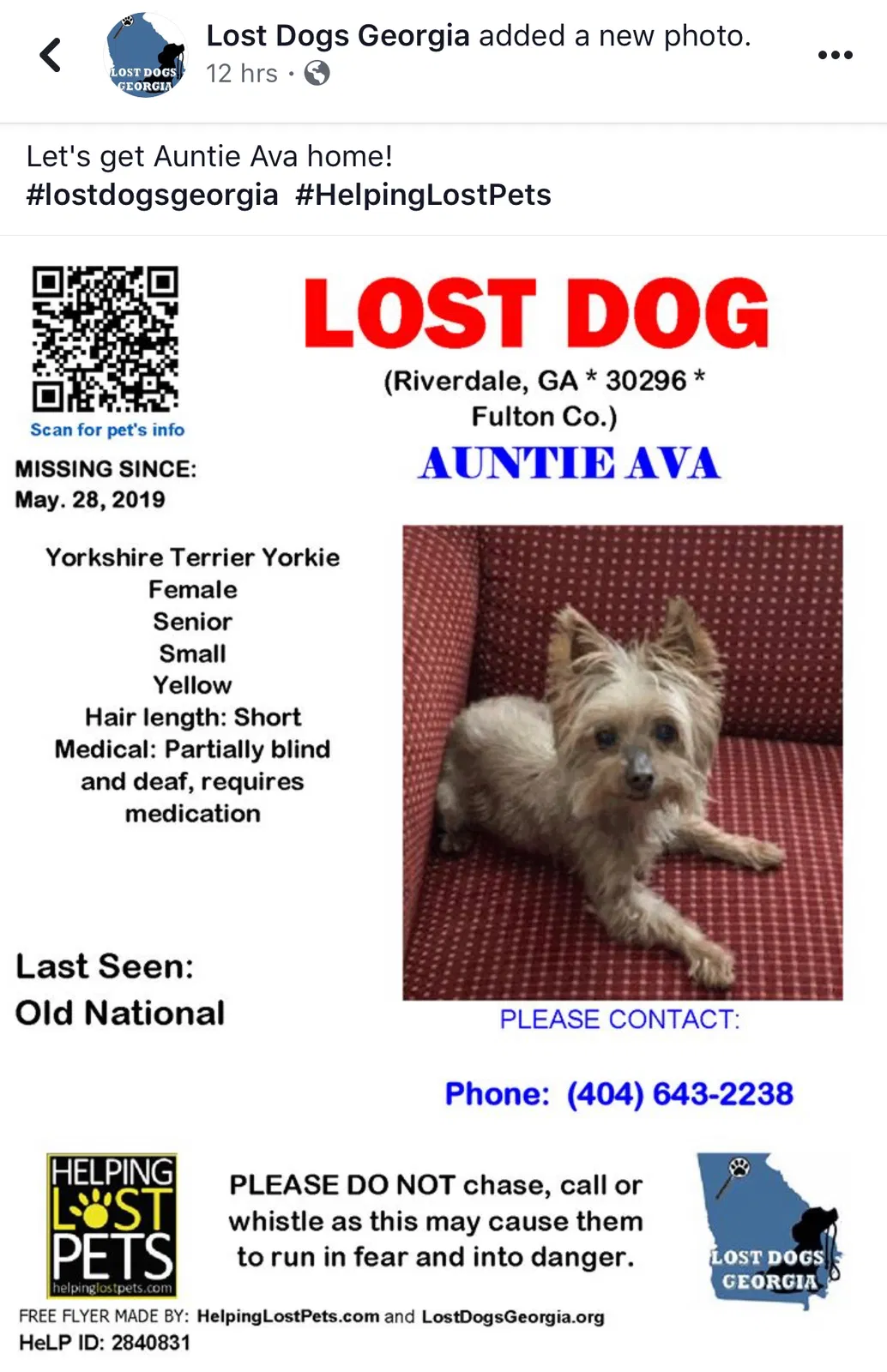 Lost dog in Riverdale, GA, 30296