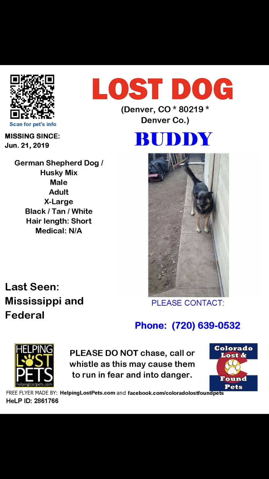 Lost dog in Denver, CO, 80219