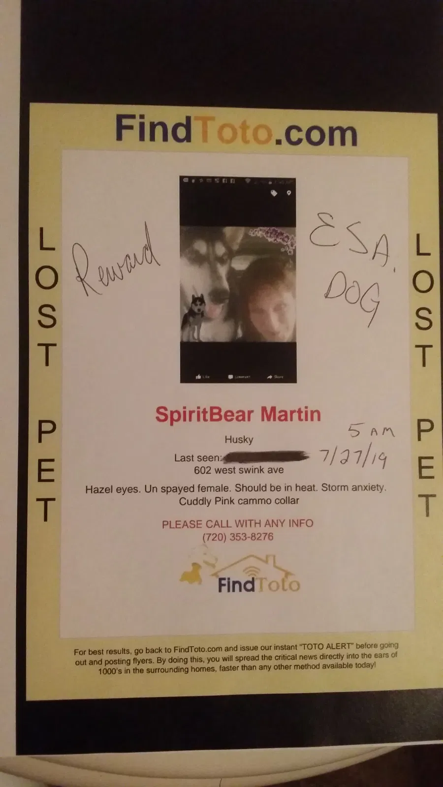 Lost dog in Fowler, CO, 81039