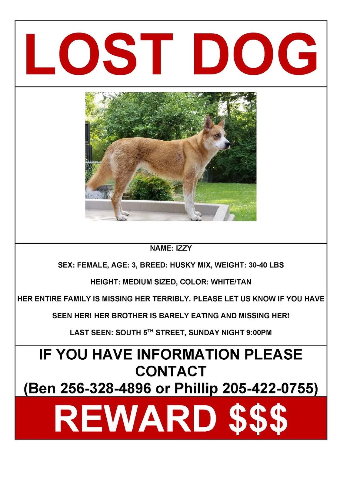 Lost dog in Gadsden, AL, 35901