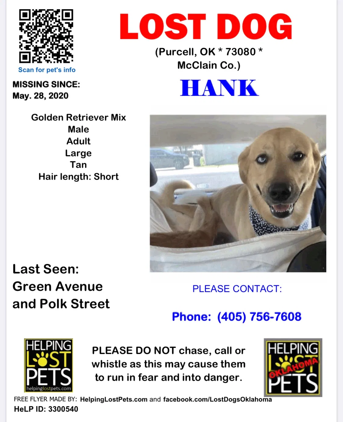 Lost dog in Purcell, OK, 73080